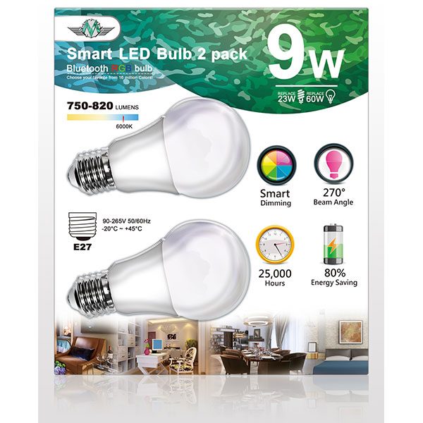 2 Edison E27 9W Smart Rainbow Bulb