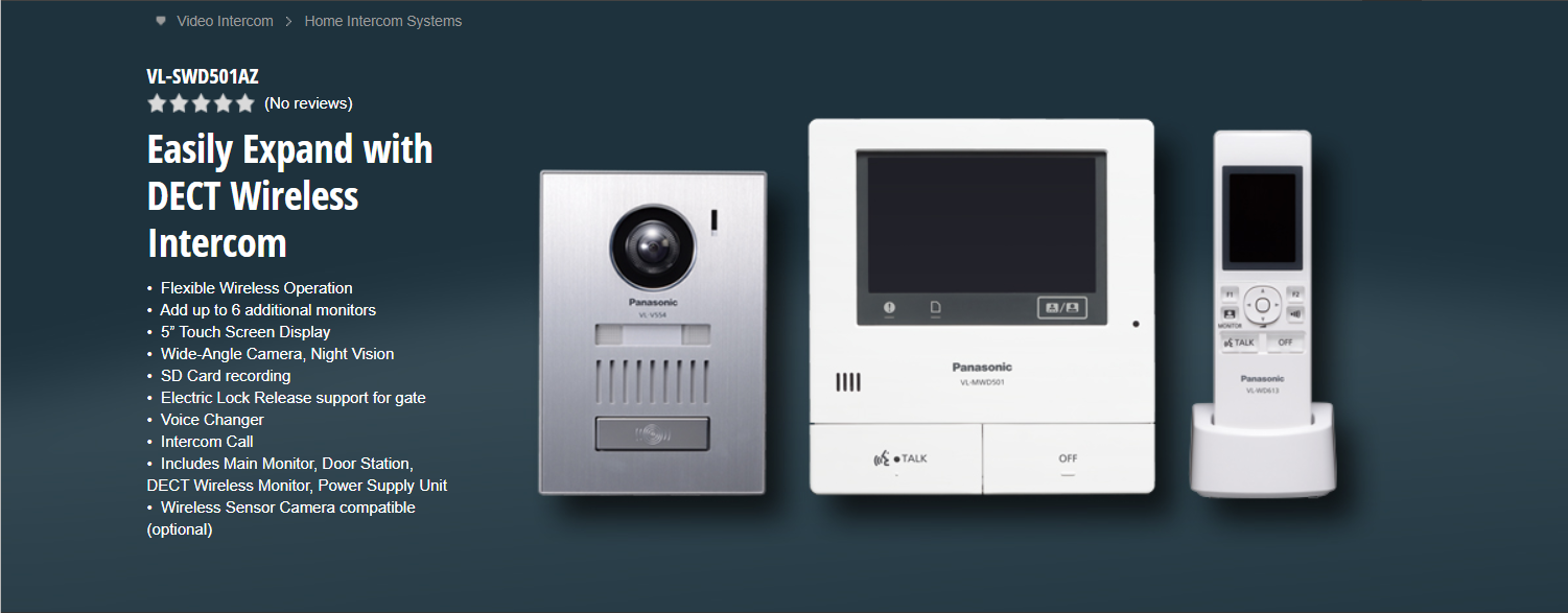 Panasonic Interphone Vidéo sans fil VL-SWD501EX/UEX 