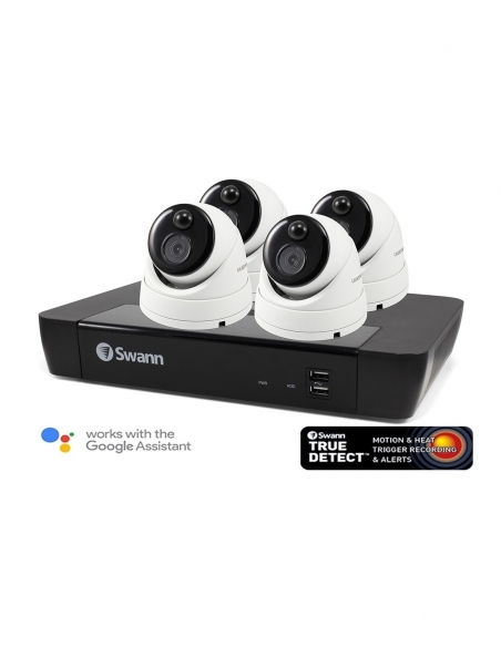 Smart Home Automation - Swann Master Series 4x 4K Dome Camera with 8CH 2TB NVR Security System