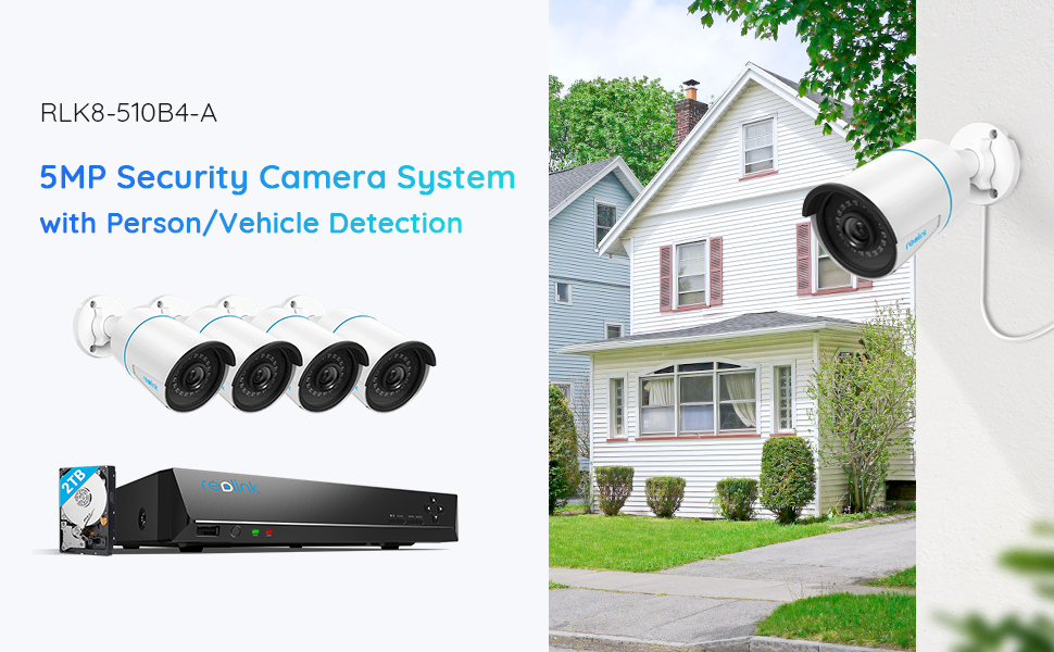 Smart Home Automation - Reolink 4x PoE Cameras 5MP 4K 8CH 2TB NVR System