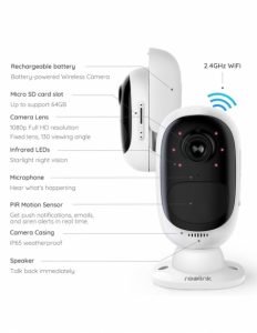 Reolink 1080P WIFI Indoor Outdoor Battery Security Camera